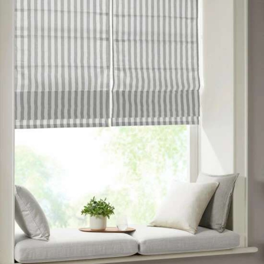 Online Promo Madison Park Hampton Yarn Dyed Striped Light Filtering Cordless Roman Shade Taupe