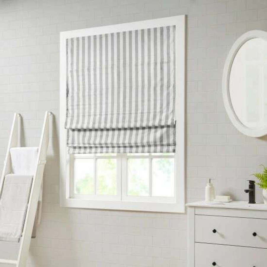 Online Promo Madison Park Hampton Yarn Dyed Striped Light Filtering Cordless Roman Shade Taupe