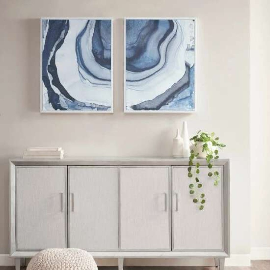 Hot Budget Madison Park Ethereal Blue Printed Framed Canvas Set Of 2