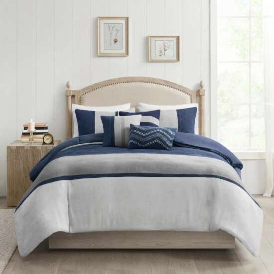 Hot Cheap Madison Park Hanover Blue Duvet Cover Set