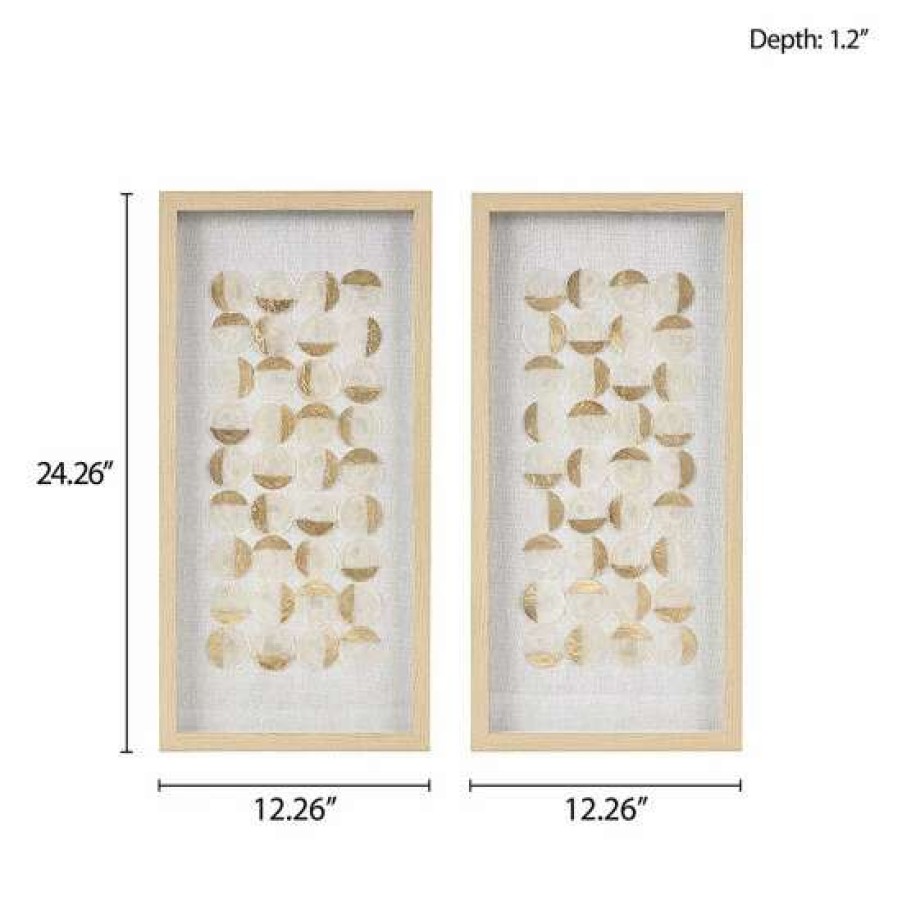 Online Discount Madison Park Aurelian Emblem Framed Capiz Shadowbox 2 Piece Set Natural/Gold