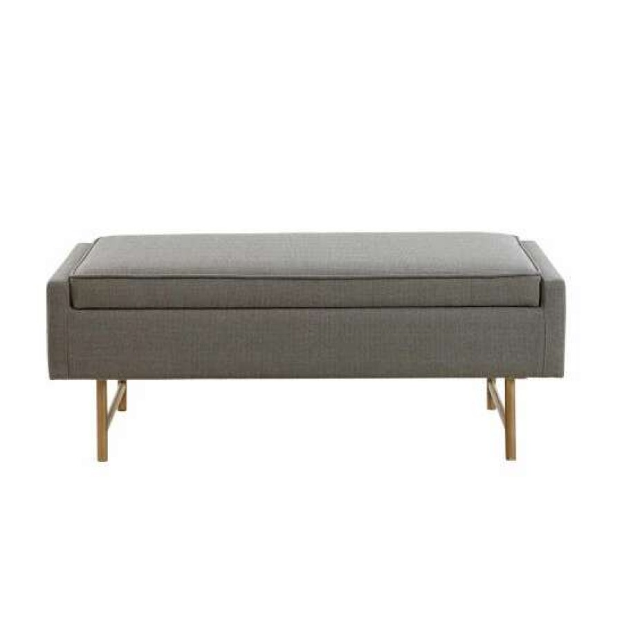 New Cheap Madison Park Denali Grey Soft Close Storage Accent Bench