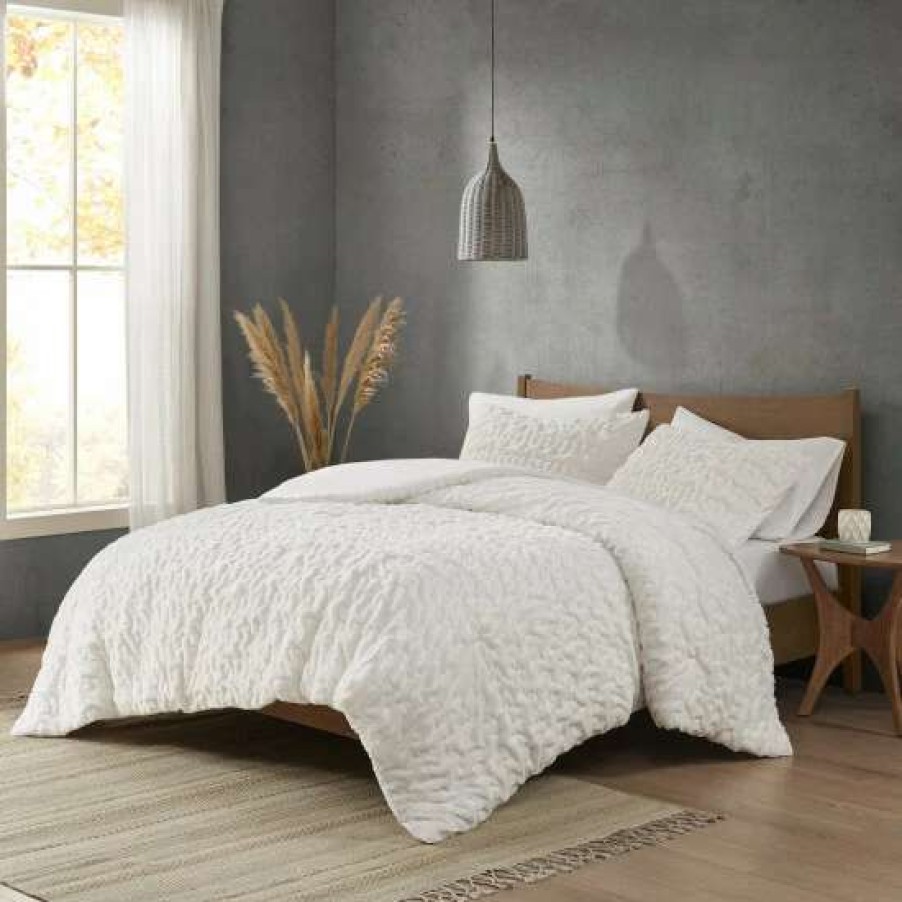 Online Best Deal Madison Park Dakota Ruched Faux Fur Down Alternative Comforter Set Ivory