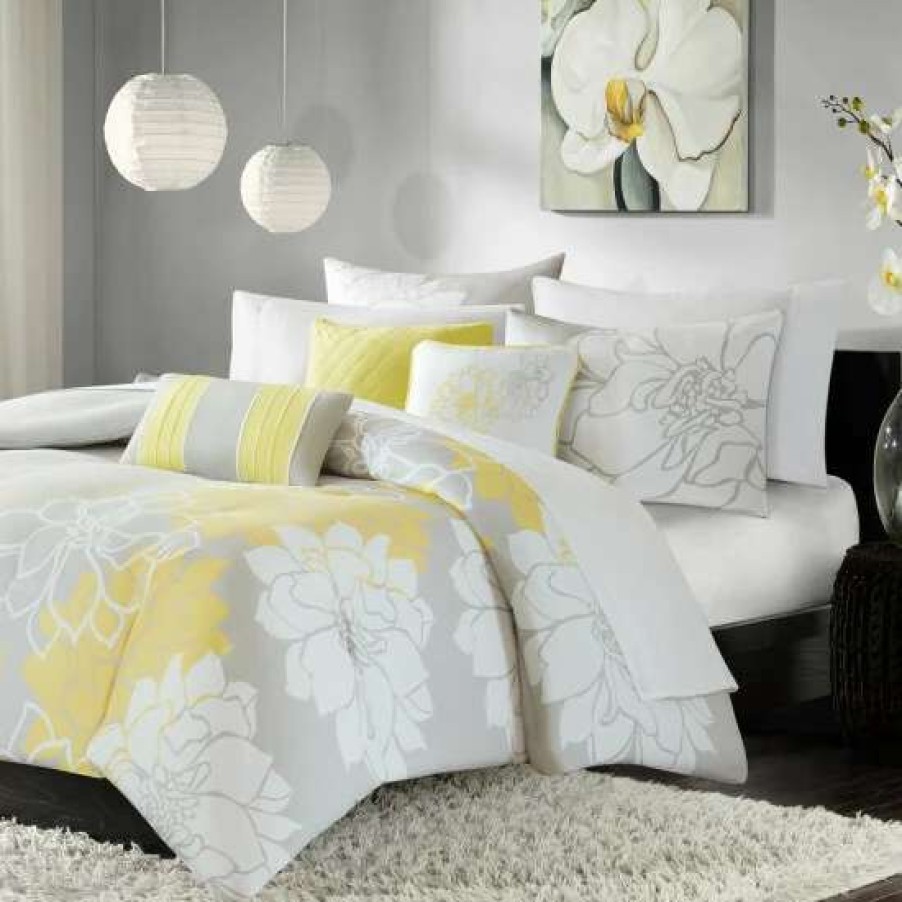 Online Top 10 Madison Park Brianna Yellow 6 Piece Printed Duvet Cover Set