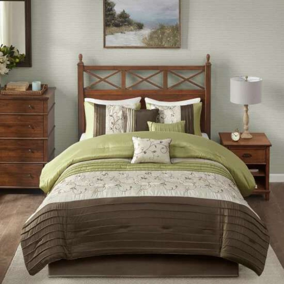 Best Best Reviews Of Madison Park Estella Green 7-Piece Comforter Set