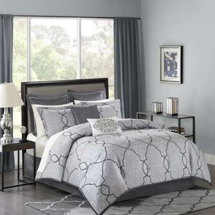 New Best Sale Madison Park Anouk Silver Abstract 12 Piece Comforter Set