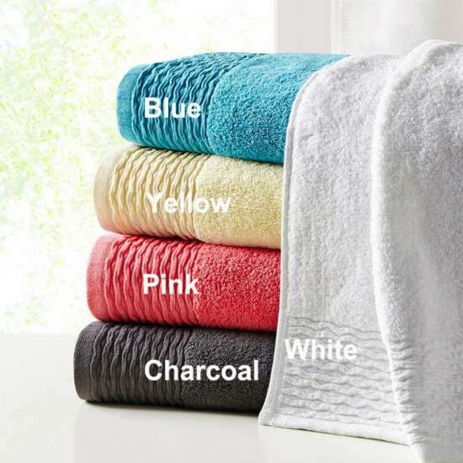 Online Wholesale Madison Park Aer Jacquard Wavy Border Zero Twist Antimicrobial Cotton Towel Set