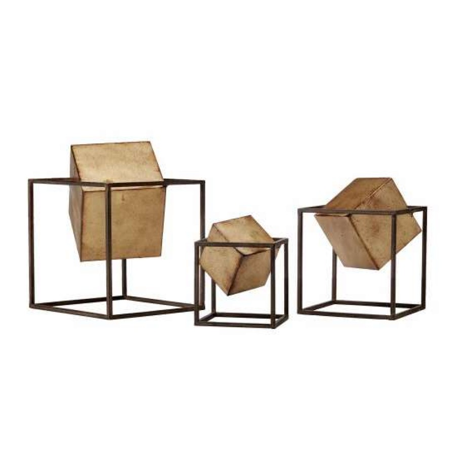 Wholesale Outlet Madison Park Asher Black/ Gold Cube Decor Set Of 3