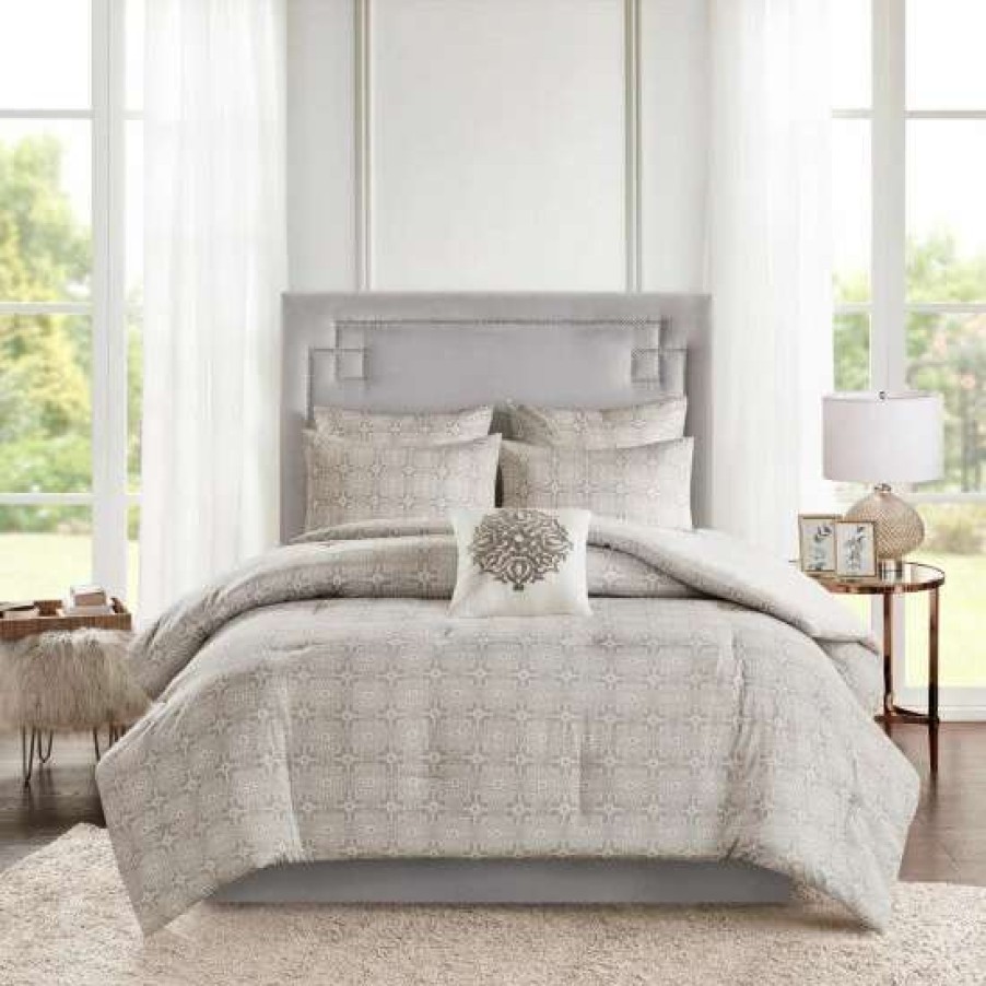 Hot Coupon Madison Park Edna 6 Piece Embroidered Cotton Reversible Comforter Set Ivory