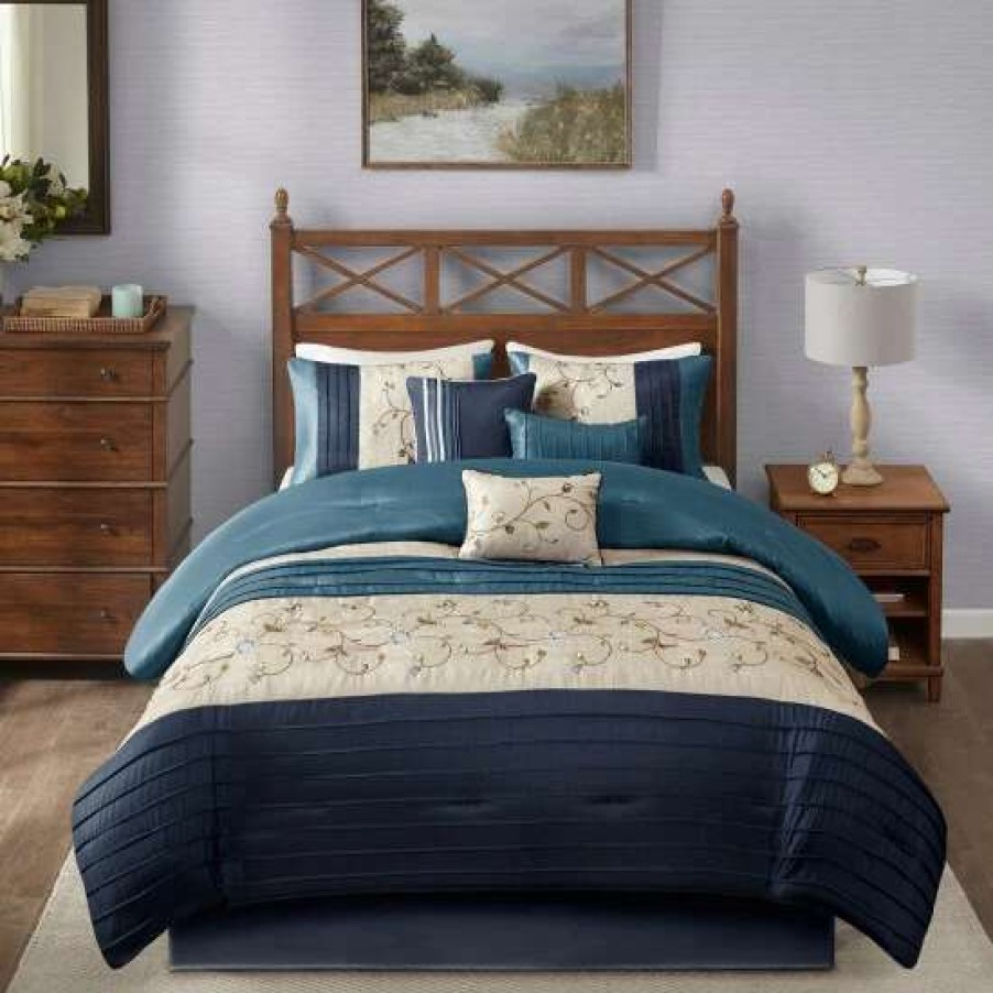 Online Best Sale Madison Park Belle Navy Comforter Set