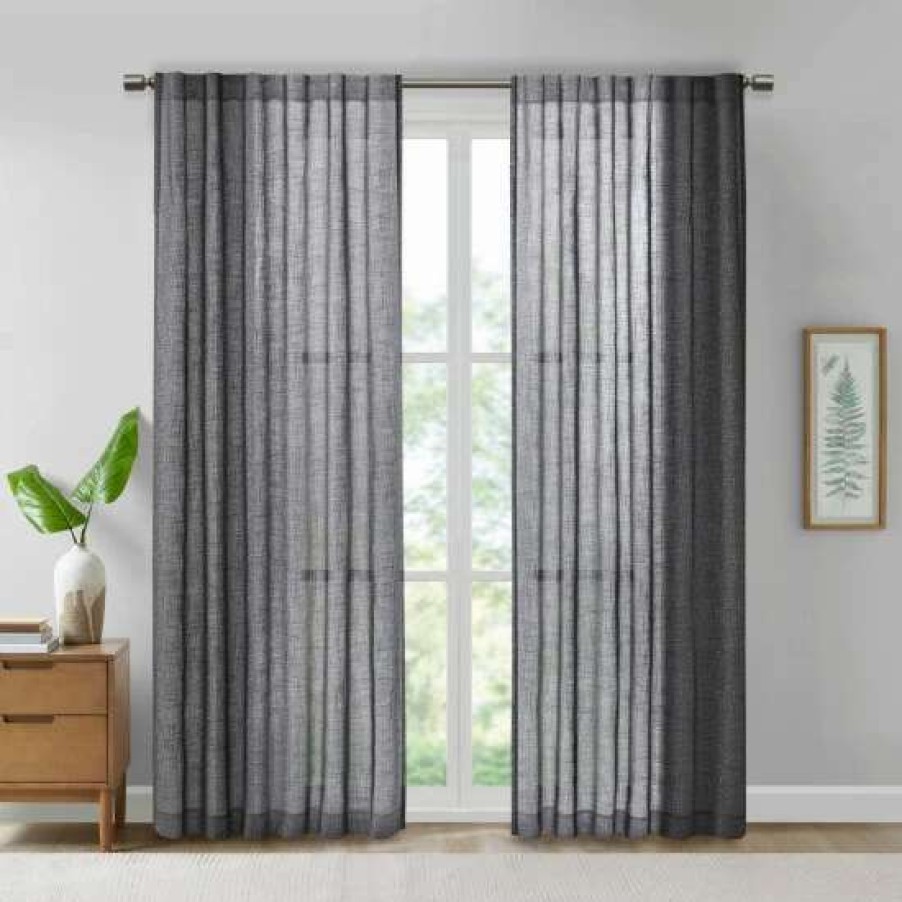 Online Top 10 Madison Park Kyler Texture Printed Woven Faux Linen Window Panel