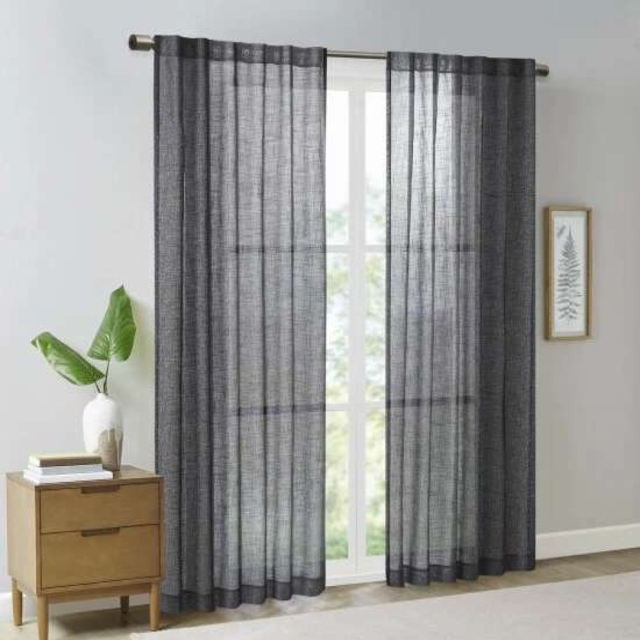 Online Top 10 Madison Park Kyler Texture Printed Woven Faux Linen Window Panel