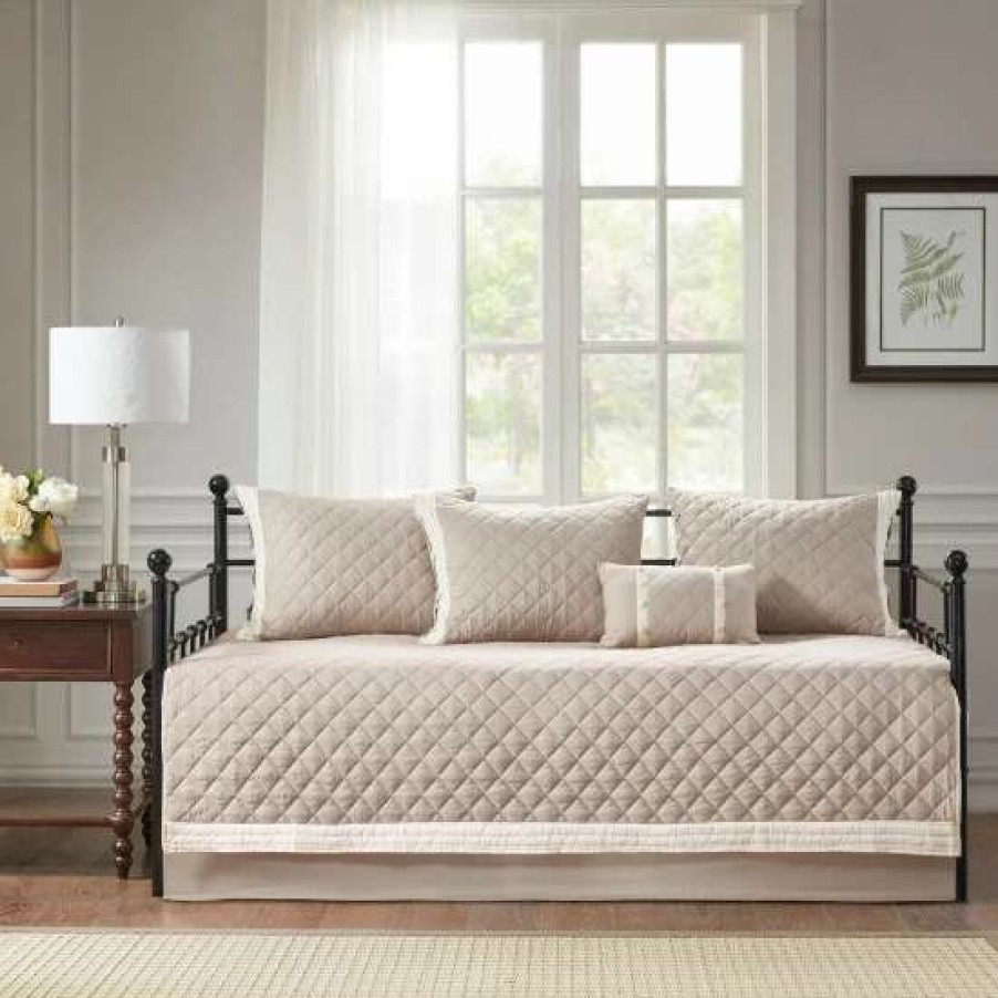 New Outlet Madison Park Levine Khaki 6 Piece Cotton Daybed Cover Set