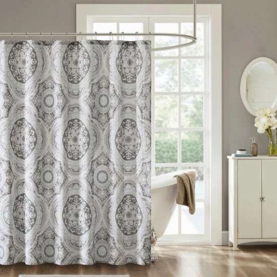 Wholesale Wholesale Madison Park Torin Grey Cotton Printed Shower Curtain