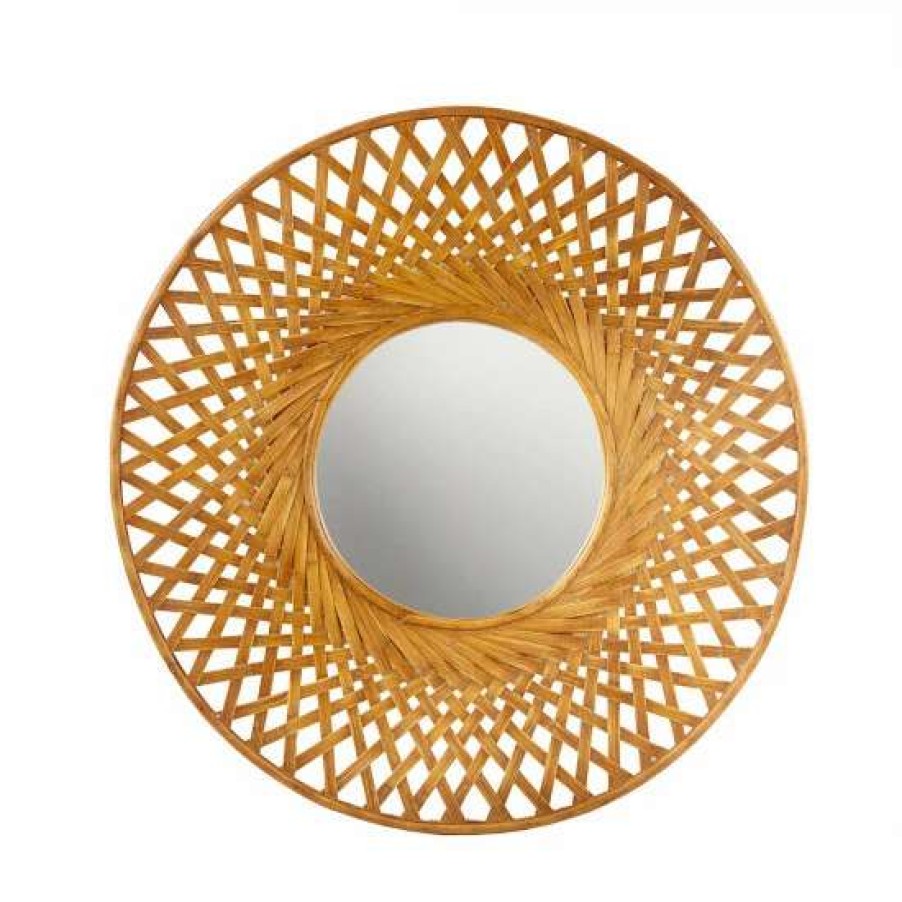 New Coupon Madison Park Reed Natural Round Bamboo Wall Decor Mirror