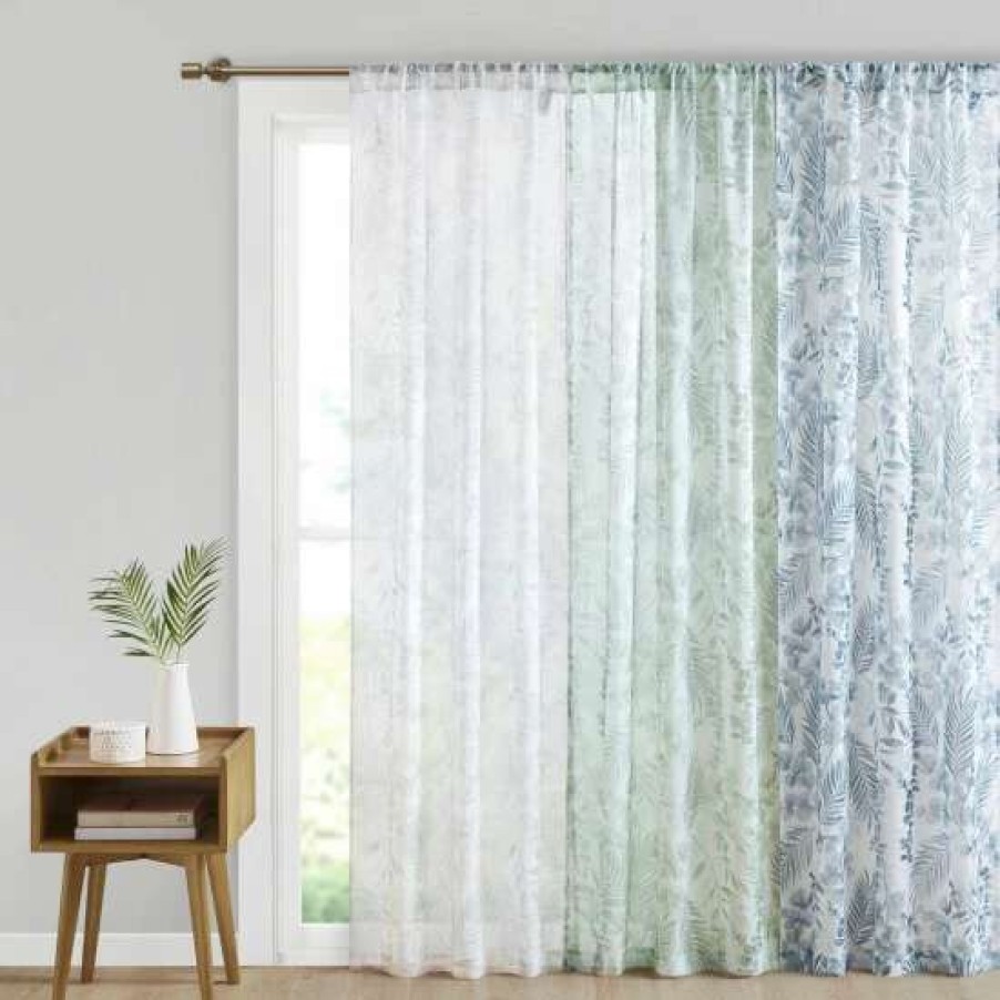 Online Discount Madison Park Tulia Botanical Printed Texture Sheer Window Pair