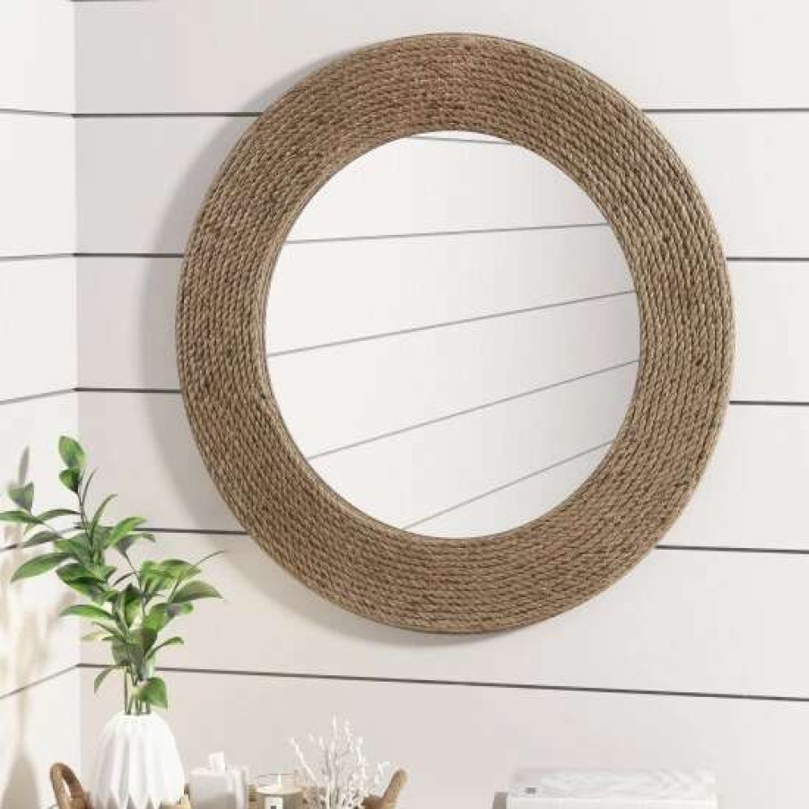 New Best Reviews Of Madison Park Cove Natural Round Jute Mirror