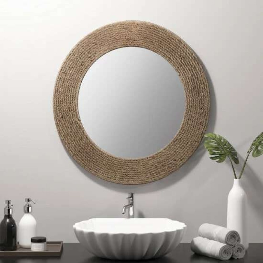 New Best Reviews Of Madison Park Cove Natural Round Jute Mirror