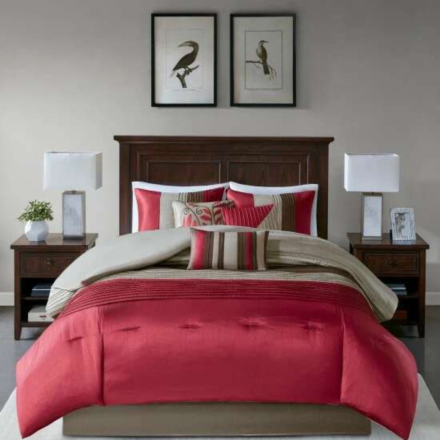 Hot Coupon Madison Park Tradewind Red 7-Piece Comforter Set