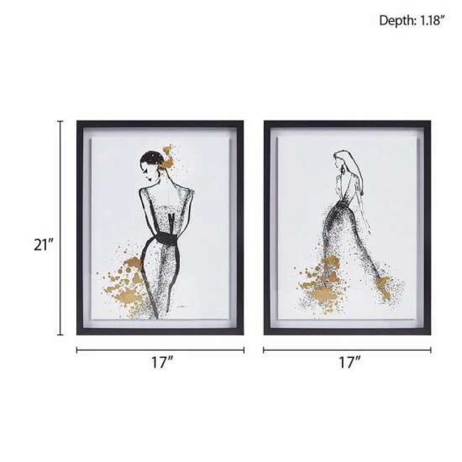 Hot Coupon Madison Park Posh Postures Foiled Single Mat Framed Wall Art 2 Piece Set