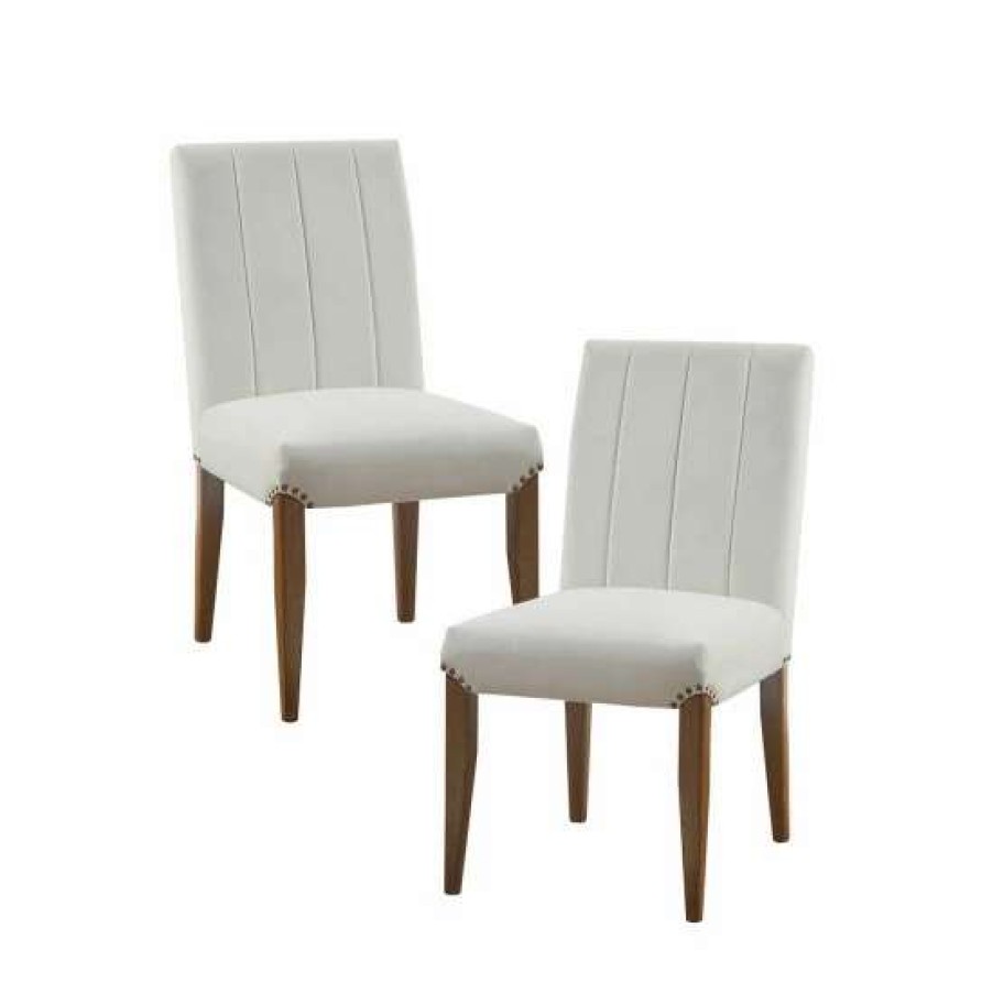 New Hot Sale Madison Park Abel Cream Channel Tufting Dining Chair (Set Of 2)