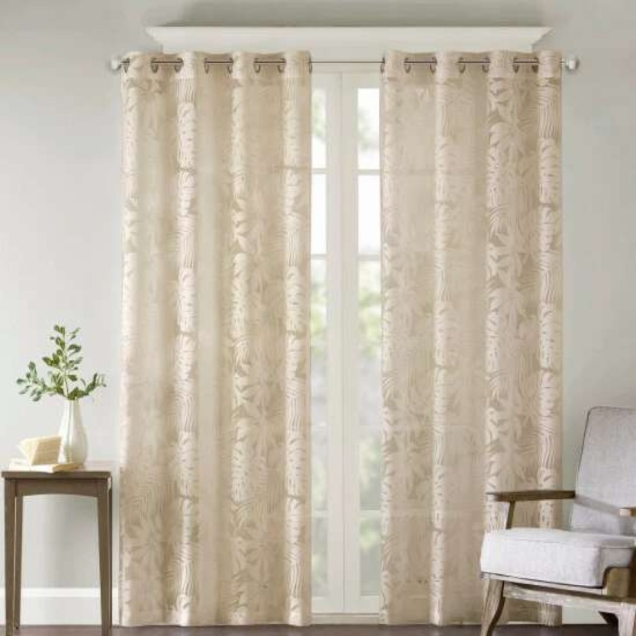 New Best Pirce Madison Park Kauna Palm Leaf Burnout Window Sheer