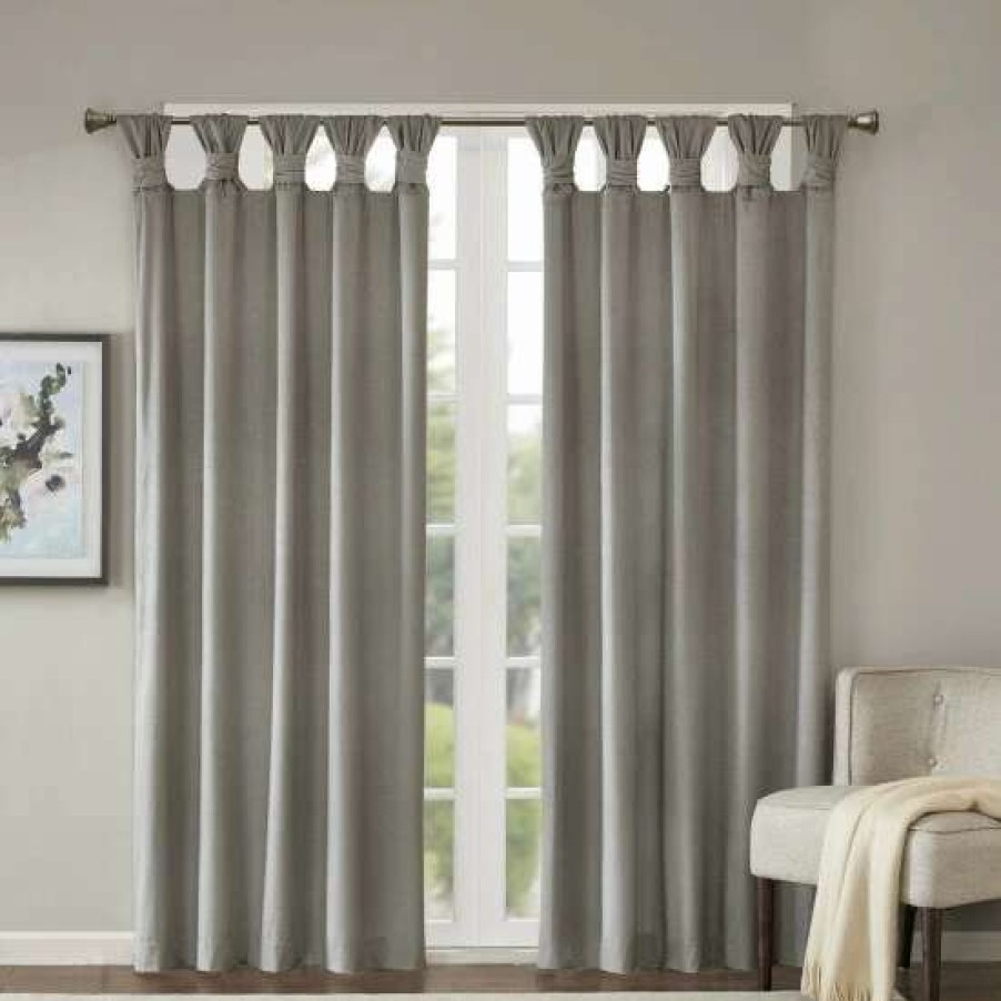 Best Promo Madison Park London Poly Velvet Twisted Top Single Curtain Panel Taupe