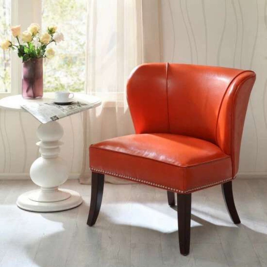 Wholesale Brand New Madison Park Sheldon Orange Concave Back Armless Accent Chair