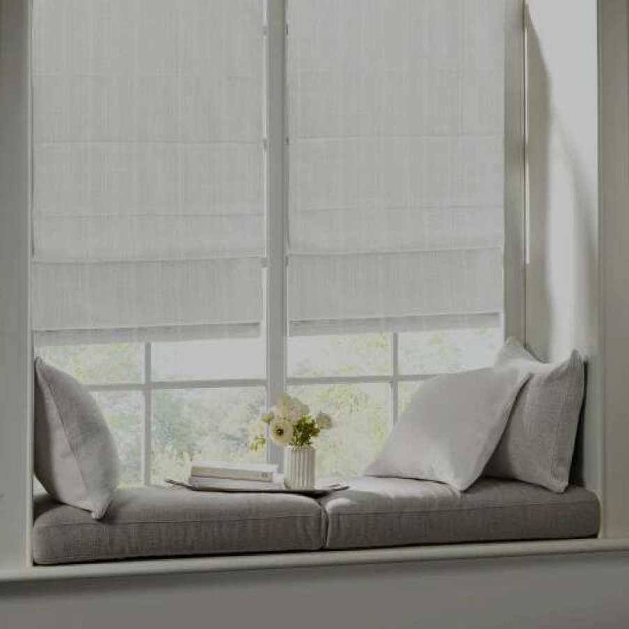 Clearance Cheapest Madison Park Colm Basketweave Cordless Total Blackout Roman Shade